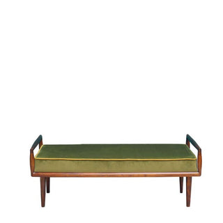 Olive Green Velvet Bench | Mango Wood in Furniture from Oriana B www.orianab.com