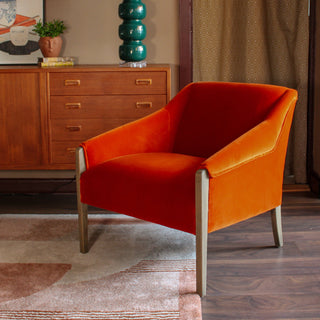 Orange Velvet and Smoked Leg Armchair - Irish Furniture StoreOriana BFurniture