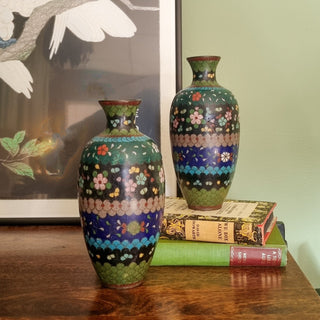 Pair of Vintage Cloisonné Vases in Archived from Oriana B www.orianab.com