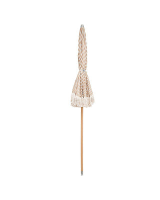 Pattern Fringed Parasol | Cream Sand Stripe in Outlet from Oriana B www.orianab.com