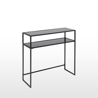 Petite Black Console Table with Smoked GlassOriana BFurniture