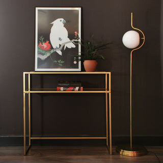 Petite Gold Console | Smoked Glass in Furniture from Oriana B www.orianab.com