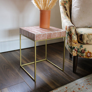 Pink Ceramic Tiled Side Table in Furniture from Oriana B www.orianab.com