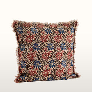 Red and Blue Print Cotton Cushion | 50x50 in Cushions from Oriana B. www.orianab.com
