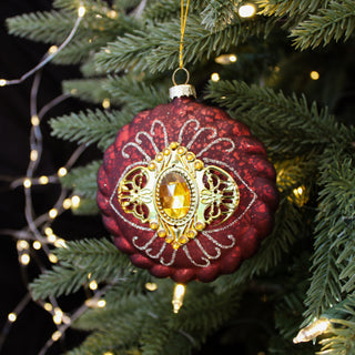 Red and Gold Glass Tree Ornament in Christmas Decorations from Oriana B www.orianab.com