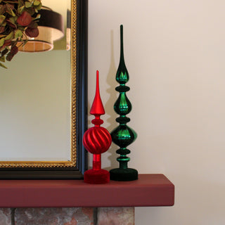 Red Glass and Velvet Finial in Christmas Decorations from Oriana B www.orianab.com