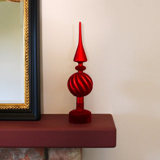 Red Glass and Velvet Finial in Christmas Decorations from Oriana B www.orianab.com