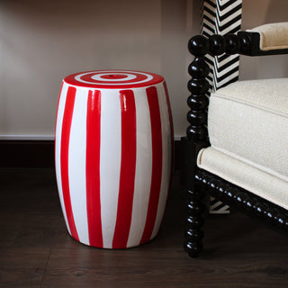 Red Striped Ceramic Stool | Irish Homewares Shop Oriana BOriana BFurniture