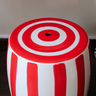 Red Striped Ceramic Stool in Archived from Oriana B www.orianab.com