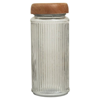 Reeded Glass Storage Jar with Mango Wood Lid | Large in Archived from Oriana B www.orianab.com