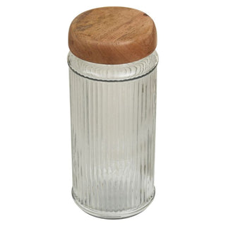 Reeded Glass Storage Jar with Mango Wood Lid | Large in Archived from Oriana B www.orianab.com