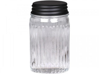 Reeded Storage Jar with Black Lid | 2 sizes in Homewares from Oriana B www.orianab.com