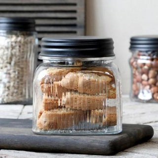 Reeded Storage Jar with Black Lid | 2 sizes in Homewares from Oriana B www.orianab.com