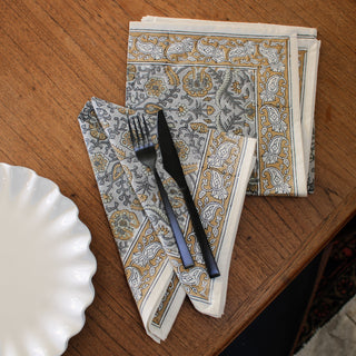 Renaissance Printed Cotton Napkins | Set of 4 in Homewares from Oriana B www.orianab.com