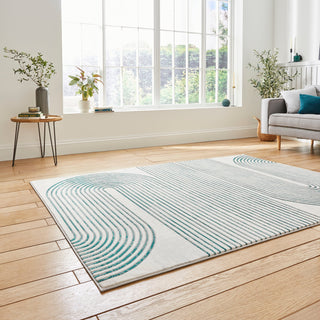 Retro Swirl Rug | Green & Grey | 2 Sizes in Homewares from Oriana B www.orianab.com