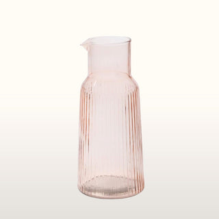 Ribbed Glass Carafe | Peach in from Oriana B www.orianab.com