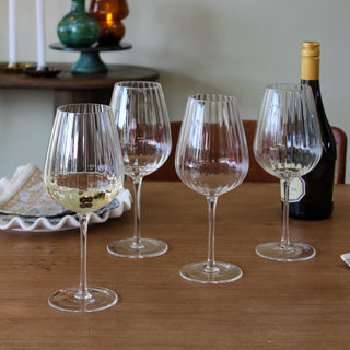 Ribbed White Wine Glasses | Set of 4 in Homewares from Oriana B www.orianab.com
