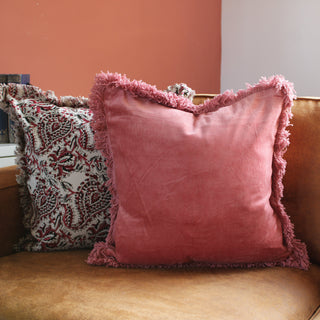 Fringed Velvet Cushion | Rose | 45x45Oriana BHomewares