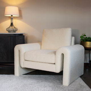 Curved Ivory Boucle Armchair | Irish Online Furniture ShopOriana BFurniture