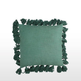 Seagreen Cushion with Tassels | 45x45 in Homewares from Oriana B www.orianab.com