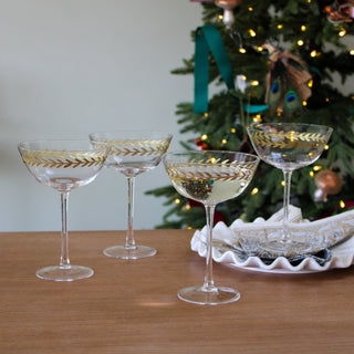 Set of 4 Gold Leaf Martini/champagne Glasses in Glasses from Oriana B. www.orianab.com