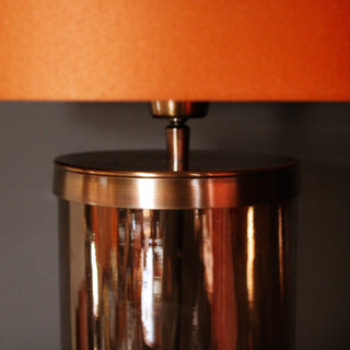 Large Amber Glass Lamp with Burnt Orange ShadeOriana BLighting