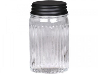 Reeded Storage Jar with Black Lid | 2 sizesOriana BHomewares