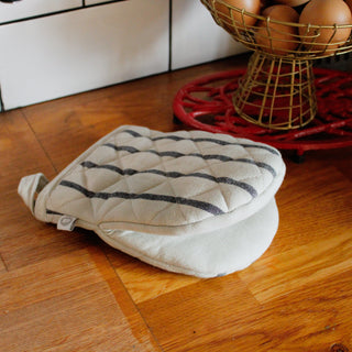Striped Chef's Oven Glove | Black and White in Homewares from Oriana B www.orianab.com