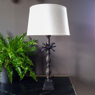 Palm Table Lamp with White Linen ShadeOriana BLighting