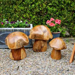 Teak Outdoor Mushrooms | Set of 3Oriana Bgarden