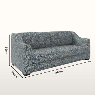 The Kidman Sofa | Geometric | Navy in Bespoke 2 Seater 180 Single Cushion from Oriana B. www.orianab.com