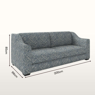 The Kidman Sofa | Geometric | Navy in Bespoke 3 Seater 200 Double Cushion from Oriana B. www.orianab.com