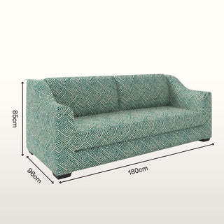 The Kidman Sofa | Geometric | Teal in Bespoke 2 Seater 180 Single Cushion from Oriana B. www.orianab.com