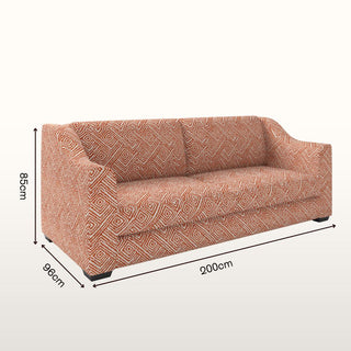 The Kidman Sofa | Geometric | Terracotta in Bespoke 3 Seater 200 Double Cushion from Oriana B. www.orianab.com