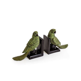 Tropical Parrot Bookends on Black Stands in Homewares from Oriana B www.orianab.com