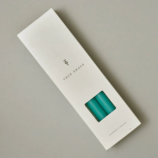 True Grace Dinner Candle | Turquoise in Homewares Box of 12 from Oriana B. www.orianab.com
