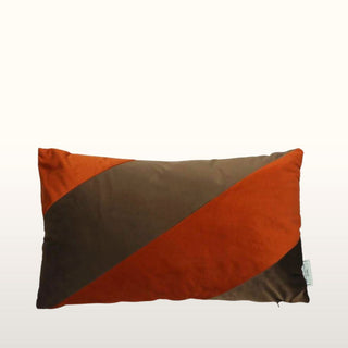 Velvet Brown & Orange Mix Cushion | 30x50 in Archived from Oriana B www.orianab.com
