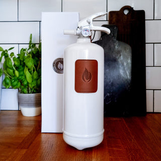 Nordic Flame | White Fire Extinguisher with Dark Leather StrapOriana BHomewares