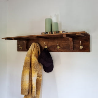 Wood and Brass Coat Rack and Shelf in Archived from Oriana B www.orianab.com