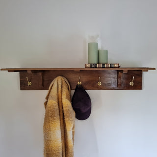 Wood and Brass Coat Rack and Shelf in Archived from Oriana B www.orianab.com