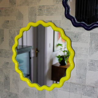 Yellow Round Wavy Mirror in Outlet from Oriana B www.orianab.com