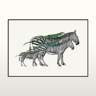 Zebras with Lizards Print | 50x70 in Homewares from Oriana B www.orianab.com